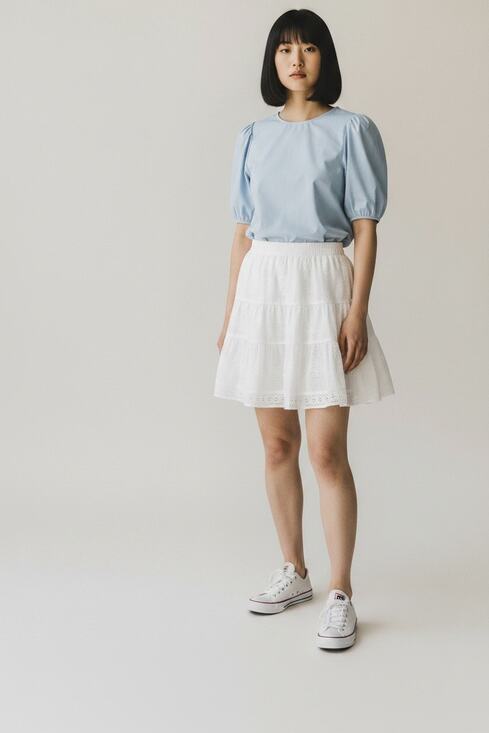 American Eagle Outfitters Dresses & Skirts - American Eagle White Eyelet Tiered Mini Skirt - Smocked High Waist Boho XL